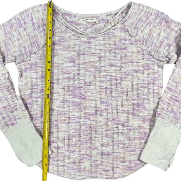 Free People We The Free size large purple orange & off white sweater thumbholes - Picture 13 of 16